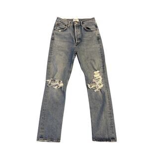 Agolde Riley Women's Denim Distressed Jeans Straight size 26 Button Fly 54930